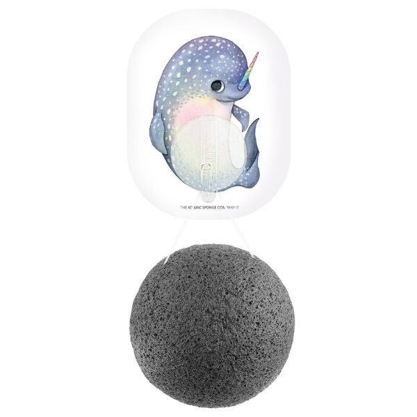 MYTHICAL NARWHAL KONJAC FACE SPONGE & HOOK BAMBOO CHARCOAL